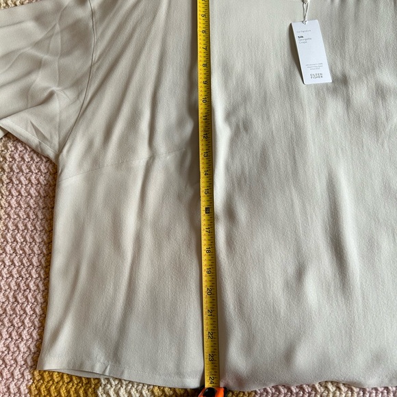 Eileen Fisher white/cream blouse top long sleeve flowy ballet neck. NWT. - Picture 6 of 8